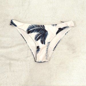 SHEIN Blue/White Palm Leaf Print Bikini Bottom, Size L